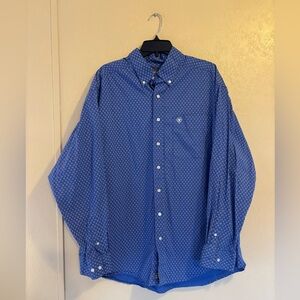 Ariat mens Brycen Stretch Classic Long Sleeve Carbon Blue Shirt sz XXL